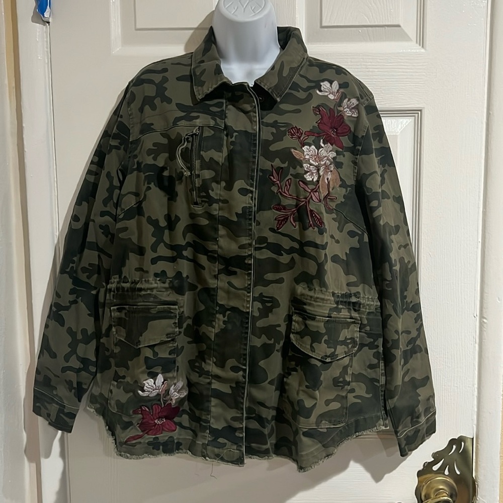 Lane Bryant Camo with Flower embellishment Jacket